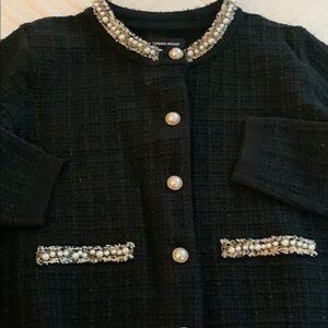Lauren Ralph Lauren Black Cardigan with Pearl Accents